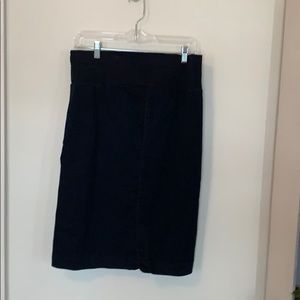 Navy blue stretch denim pencil skirt